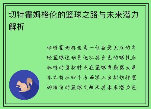 切特霍姆格伦的篮球之路与未来潜力解析